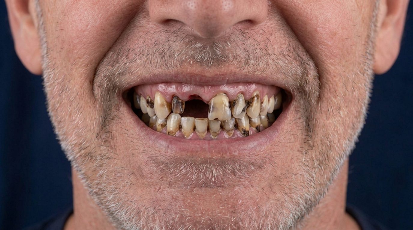 Before: failing upper teeth